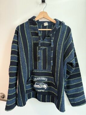 Seattle Seahawks Navy & Green Hooded Baja Sweater